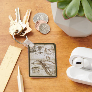Leonardo da Vinci's Giant Crossbow Weapon Sketch Keychain