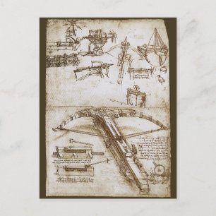 Leonardo da Vinci's Giant Crossbow Weapon Sketch Postcard
