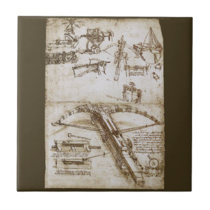 Leonardo da Vinci's Giant Crossbow Weapon Sketch Tile