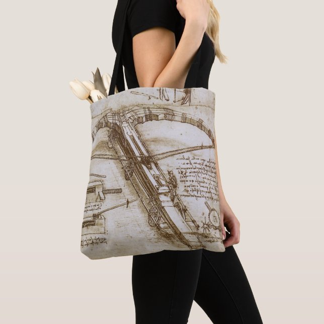 Leonardo da Vinci's Giant Crossbow Weapon Sketch Tote Bag (Close Up)