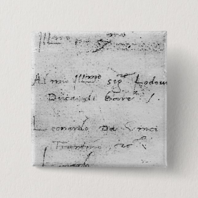 Leonardo da Vinci's handwriting 2 Inch Square Button (Front)
