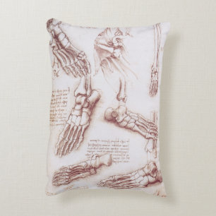 Leonardo da Vinci's Human Anatomy Foot Bones Accent Pillow
