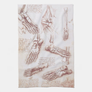 Leonardo da Vinci's Human Anatomy Foot Bones Kitchen Towel