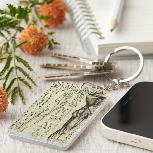 Leonardo da Vinci's Human Anatomy Male Muscles Keychain (Front Right)
