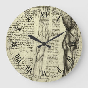 Leonardo da Vinci's Human Anatomy Male Muscles Large Clock