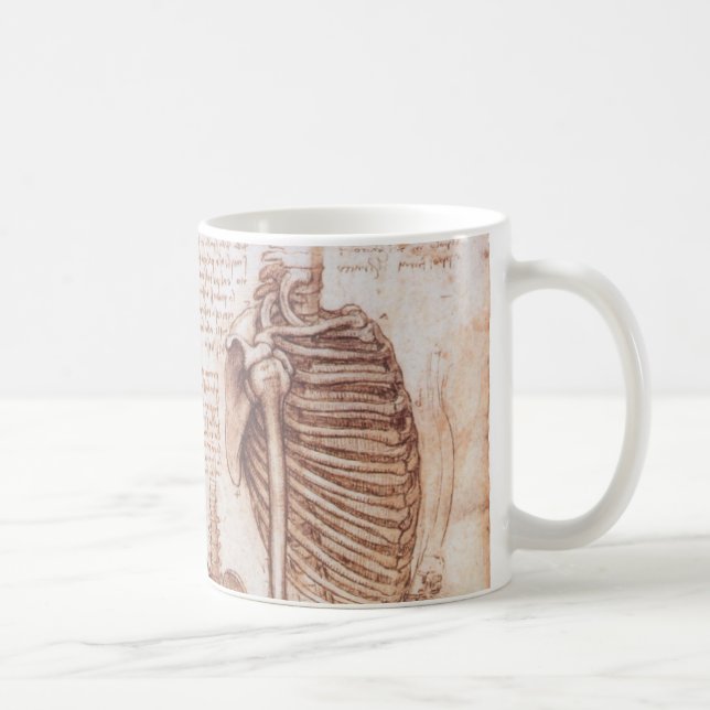 Leonardo da Vinci's Human Anatomy Skeleton Bones Coffee Mug (Right)