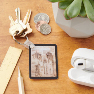 Leonardo da Vinci's Human Anatomy Skeleton Bones Keychain