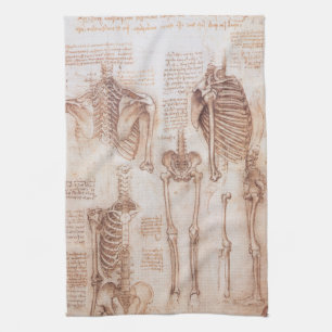 Leonardo da Vinci's Human Anatomy Skeleton Bones Kitchen Towel