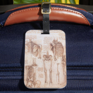 Leonardo da Vinci's Human Anatomy Skeleton Bones Luggage Tag
