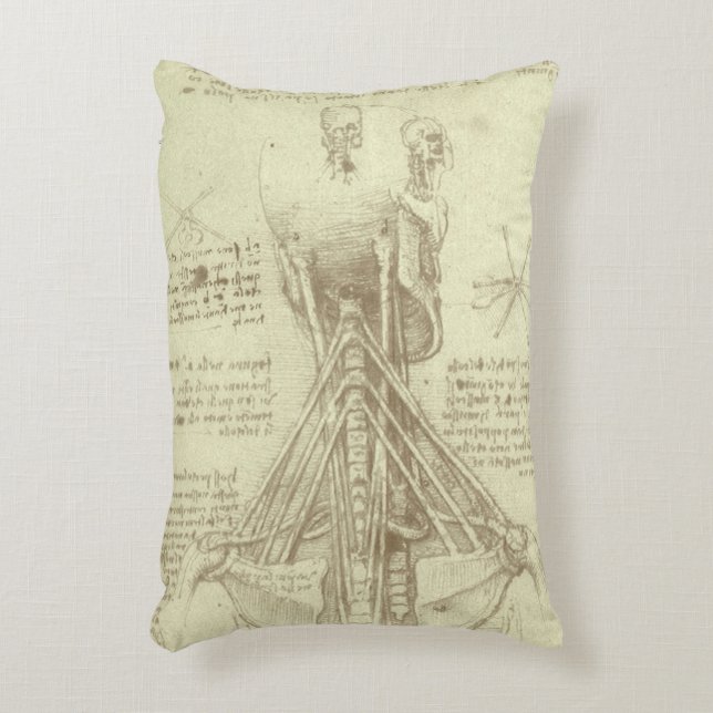 Leonardo da Vinci's Human Anatomy Spinal Column Accent Pillow (Front(Vertical))