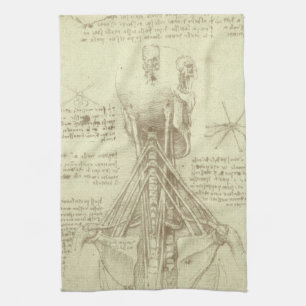 Leonardo da Vinci's Human Anatomy Spinal Column Kitchen Towel