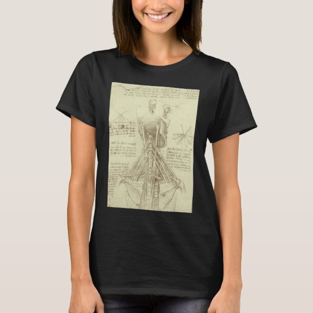 Leonardo da Vinci's Human Anatomy Spinal Column T-Shirt (Front)