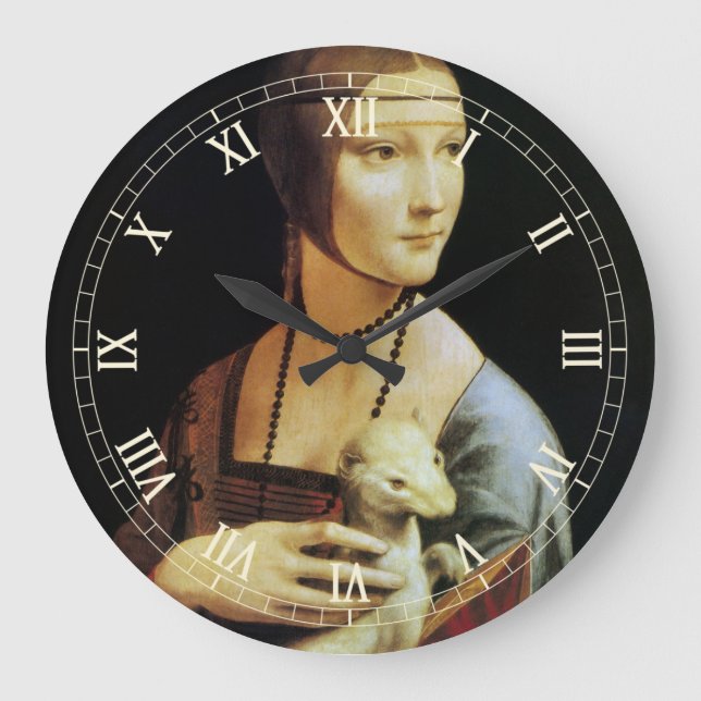 Leonardo da Vinci's Lady with an Ermine Large Clock (Front)