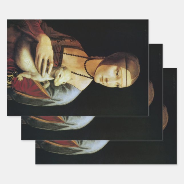 Leonardo da Vinci's Lady with an Ermine Wrapping Paper Sheet (Set)