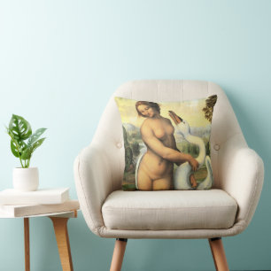 Leonardo da Vinci's Leda and the Swan Throw Pillow