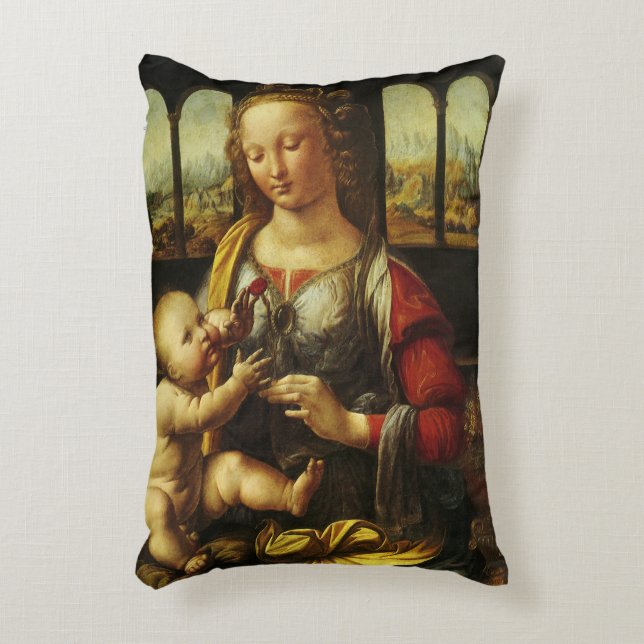 Leonardo da Vinci's Madonna of the Carnation Accent Pillow (Front(Vertical))