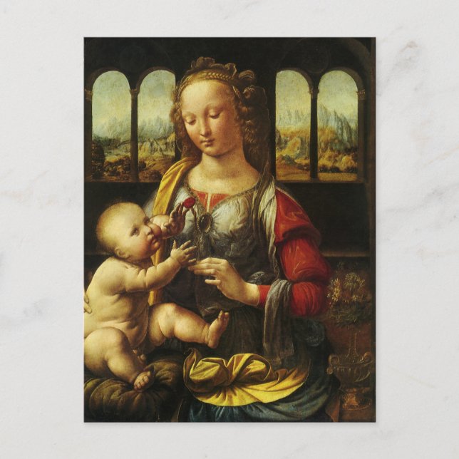 Leonardo da Vinci's Madonna of the Carnation Postcard (Front)