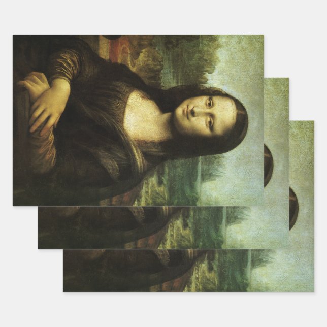 Leonardo da Vinci's Mona Lisa, Renaissance Art Wrapping Paper Sheet (Set)
