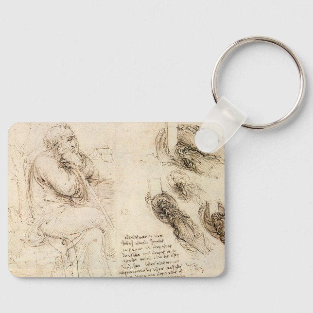 Leonardo da Vinci's Old Man and Water Sketch Keychain (Front)