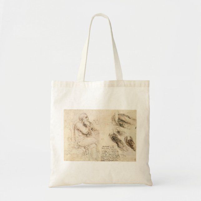 Leonardo da Vinci's Old Man and Water Sketch Tote Bag (Front)