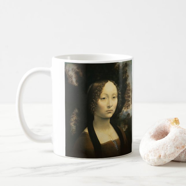Leonardo da Vinci's Portrait of Ginevra Benci Coffee Mug (With Donut)