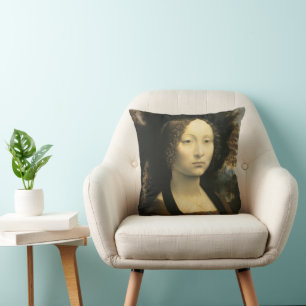 Leonardo da Vinci's Portrait of Ginevra Benci Throw Pillow