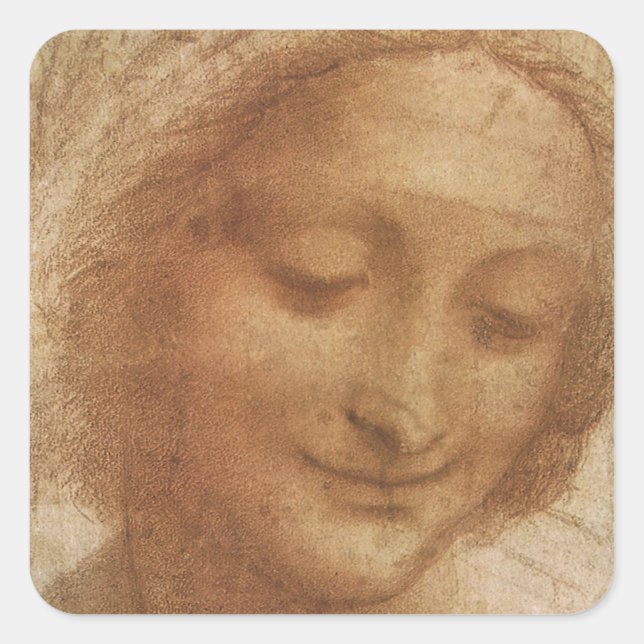 Leonardo da Vinci's Portrait of Saint Anne Study Square Sticker (Front)