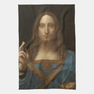 Leonardo da Vinci's Salvator Mundi (Jesus Christ) Kitchen Towel