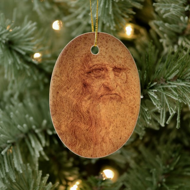 Leonardo da Vinci's Self Portrait, Renaissance Art Ceramic Ornament (Tree)