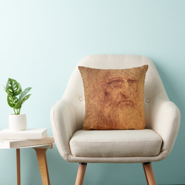 Leonardo da Vinci's Self Portrait, Renaissance Art Throw Pillow (Chair)