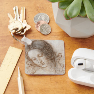Leonardo da Vinci's Study of the Head of Leda Keychain