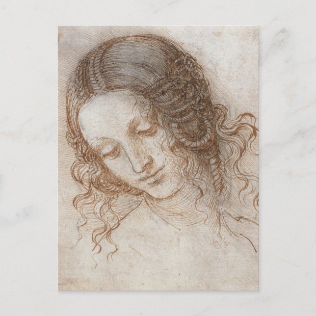 Leonardo da Vinci's Study of the Head of Leda Postcard (Front)