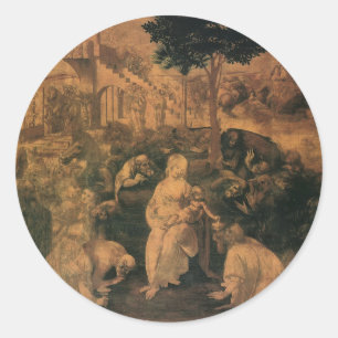 Leonardo da Vinci's The Adoration of the Magi Classic Round Sticker