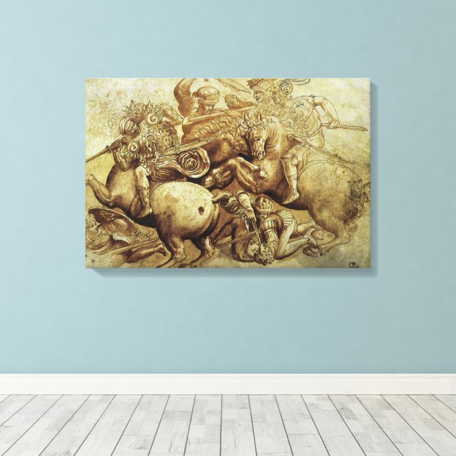 Leonardo da Vinci's The Battle of Anghiari Canvas Print (Insitu(Wood Floor))