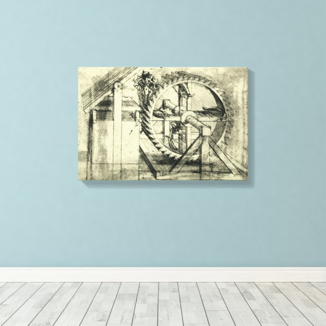 Leonardo da Vinci's Treadmill Powered Crossbow Canvas Print (Insitu(Wood Floor))