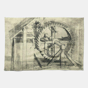 Leonardo da Vinci's Treadmill Powered Crossbow Kitchen Towel