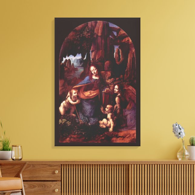 Leonardo da Vinci's Virgin (Madonna) of the Rocks Canvas Print (Insitu(LivingRoom))