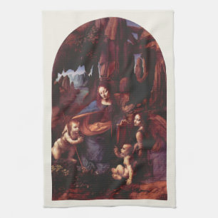 Leonardo da Vinci's Virgin (Madonna) of the Rocks Kitchen Towel