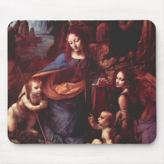 Leonardo da Vinci's Virgin (Madonna) of the Rocks Mouse Pad (Front)