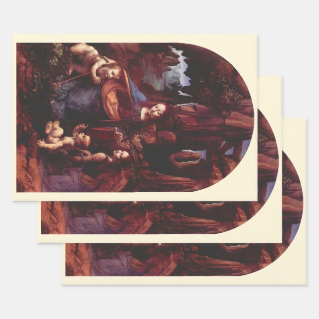 Leonardo da Vinci's Virgin (Madonna) of the Rocks Wrapping Paper Sheet (Set)