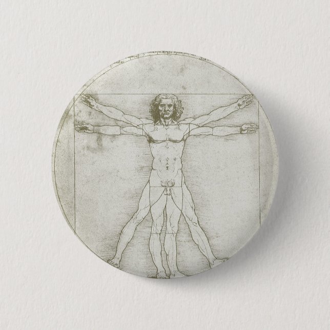 Leonardo da Vinci's Vitruvian Man 2 Inch Round Button (Front)