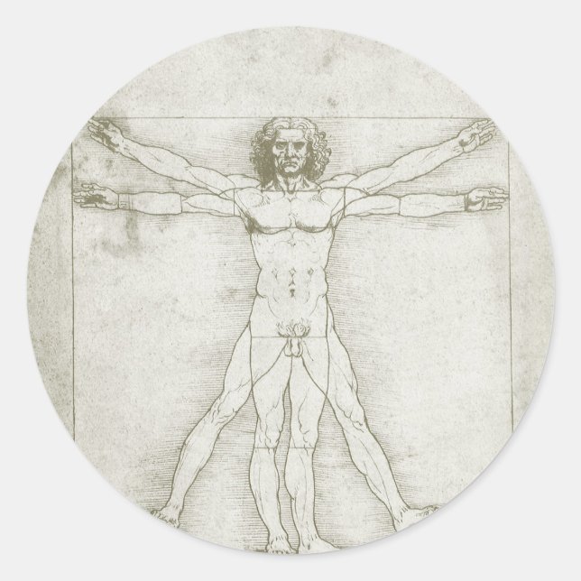 Leonardo da Vinci's Vitruvian Man Classic Round Sticker (Front)