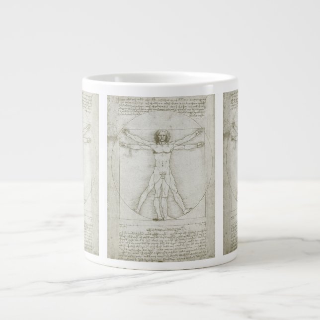 Leonardo da Vinci's Vitruvian Man Large Coffee Mug (Front)
