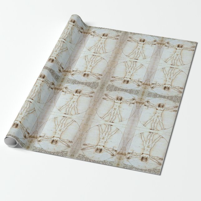 Leonardo da Vinci's Vitruvian Man Wrapping Paper (Unrolled)