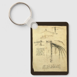 Leonardo da Vinci's Wing on Flying Machine Sketch Keychain