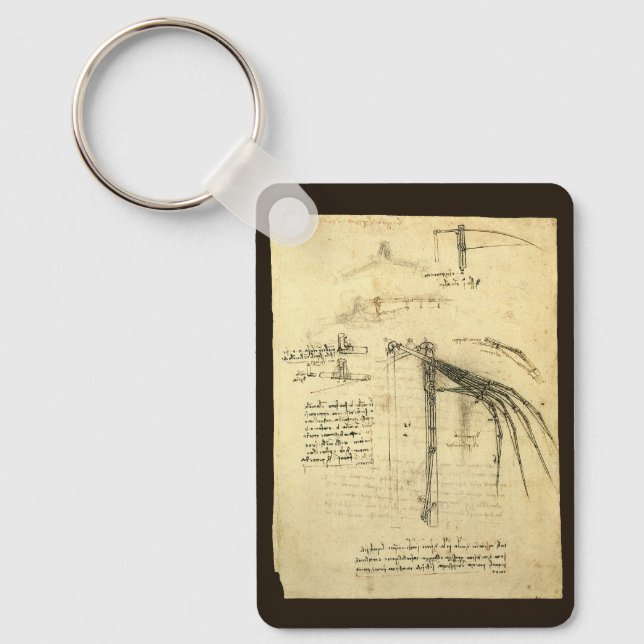 Leonardo da Vinci's Wing on Flying Machine Sketch Keychain (Front)