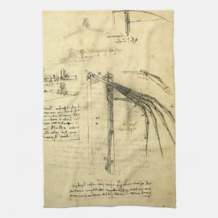 Leonardo da Vinci's Wing on Flying Machine Sketch Kitchen Towel