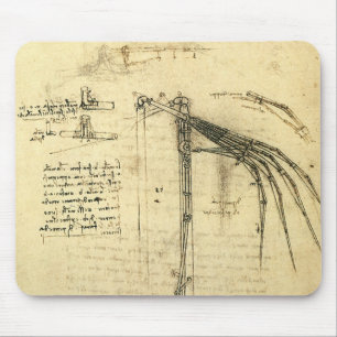 Leonardo da Vinci's Wing on Flying Machine Sketch Mouse Pad