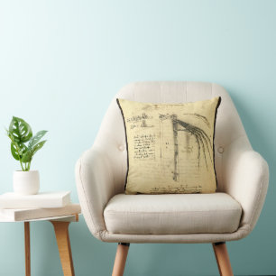 Leonardo da Vinci's Wing on Flying Machine Sketch Throw Pillow