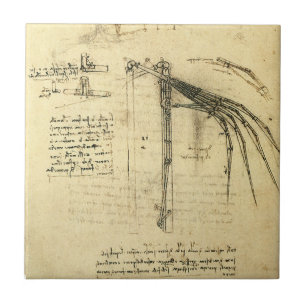 Leonardo da Vinci's Wing on Flying Machine Sketch Tile